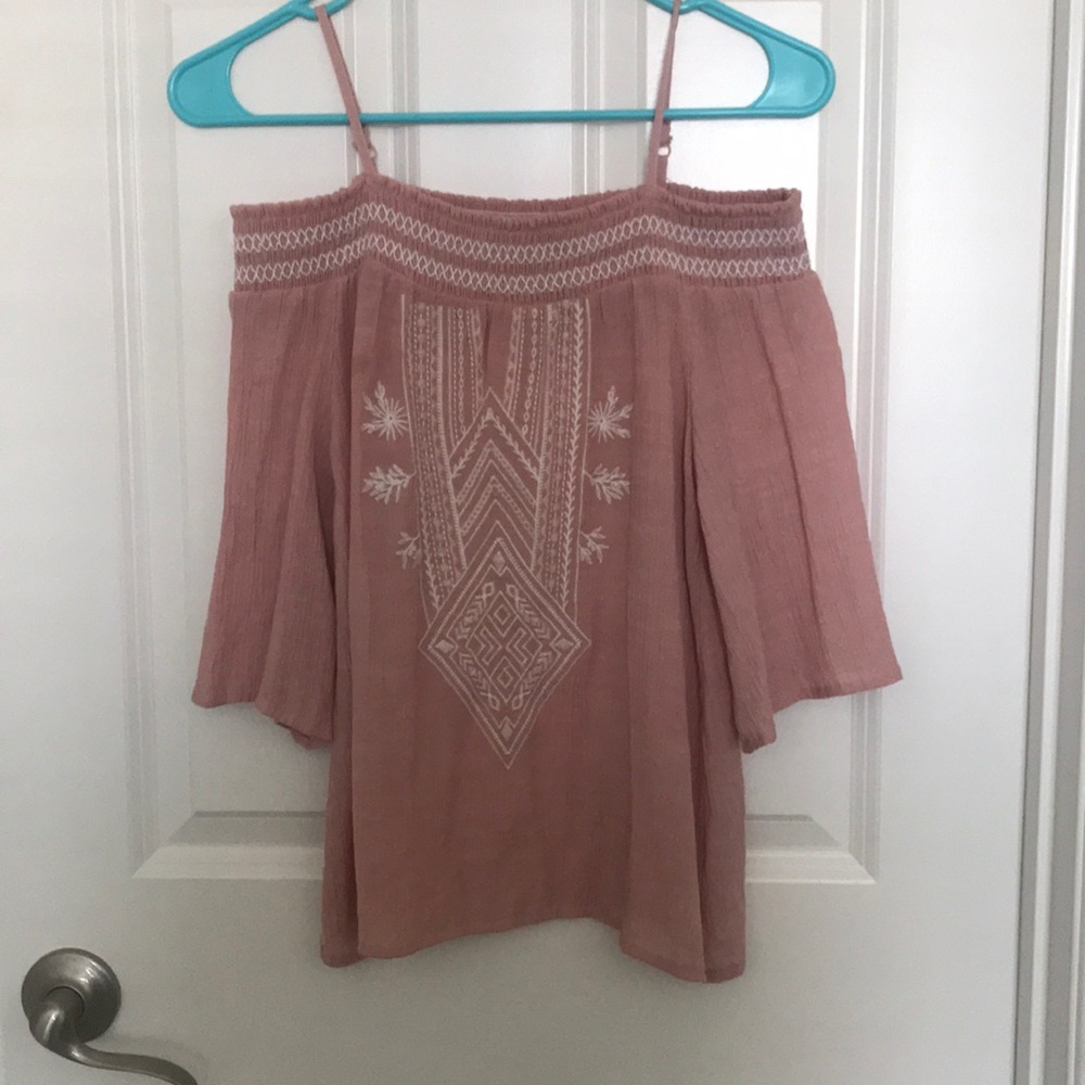 Pink Off-shoulder shirt